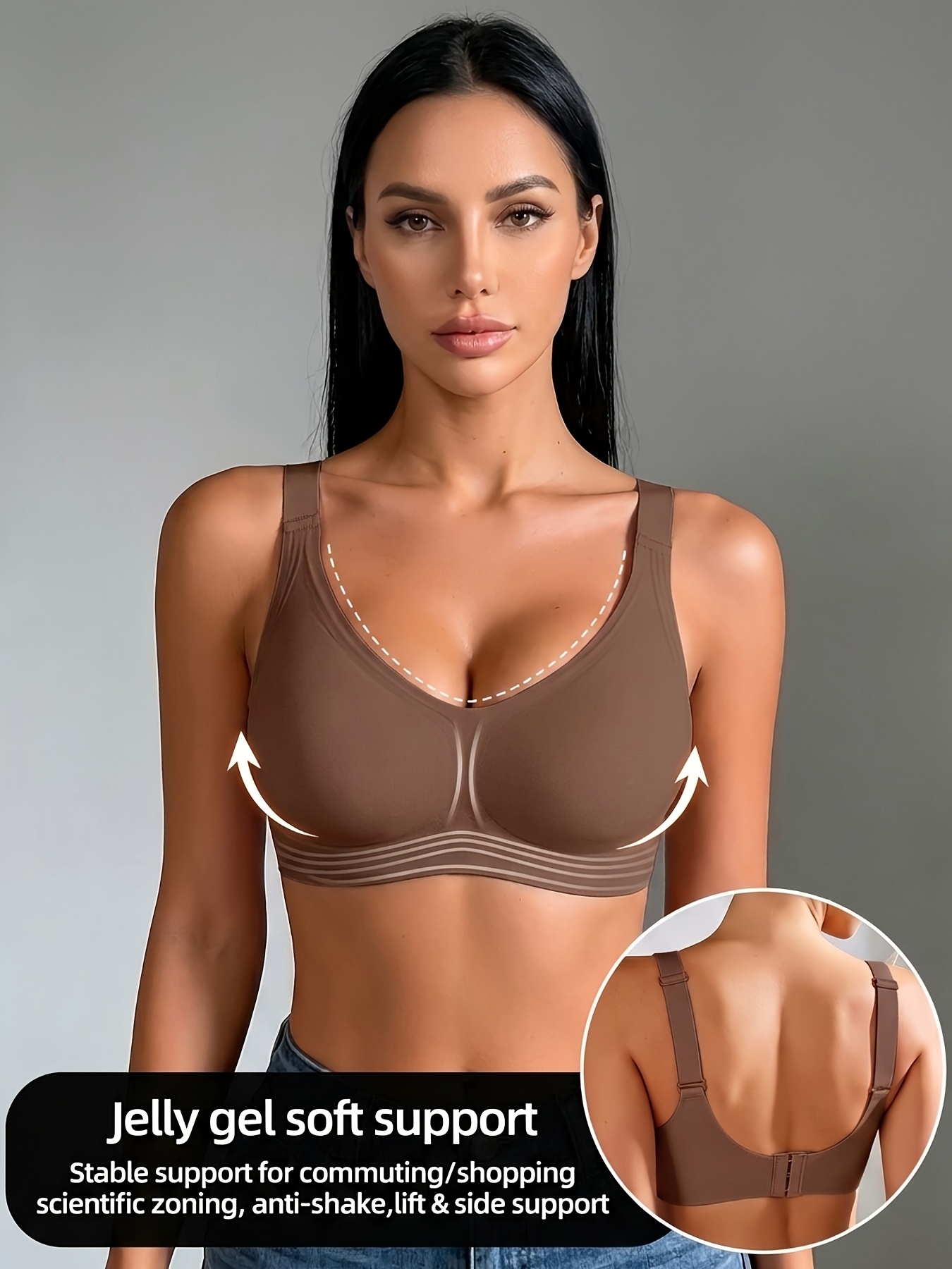 3pcs Sports Bra Set for Women, Jelly Gel Soft Support